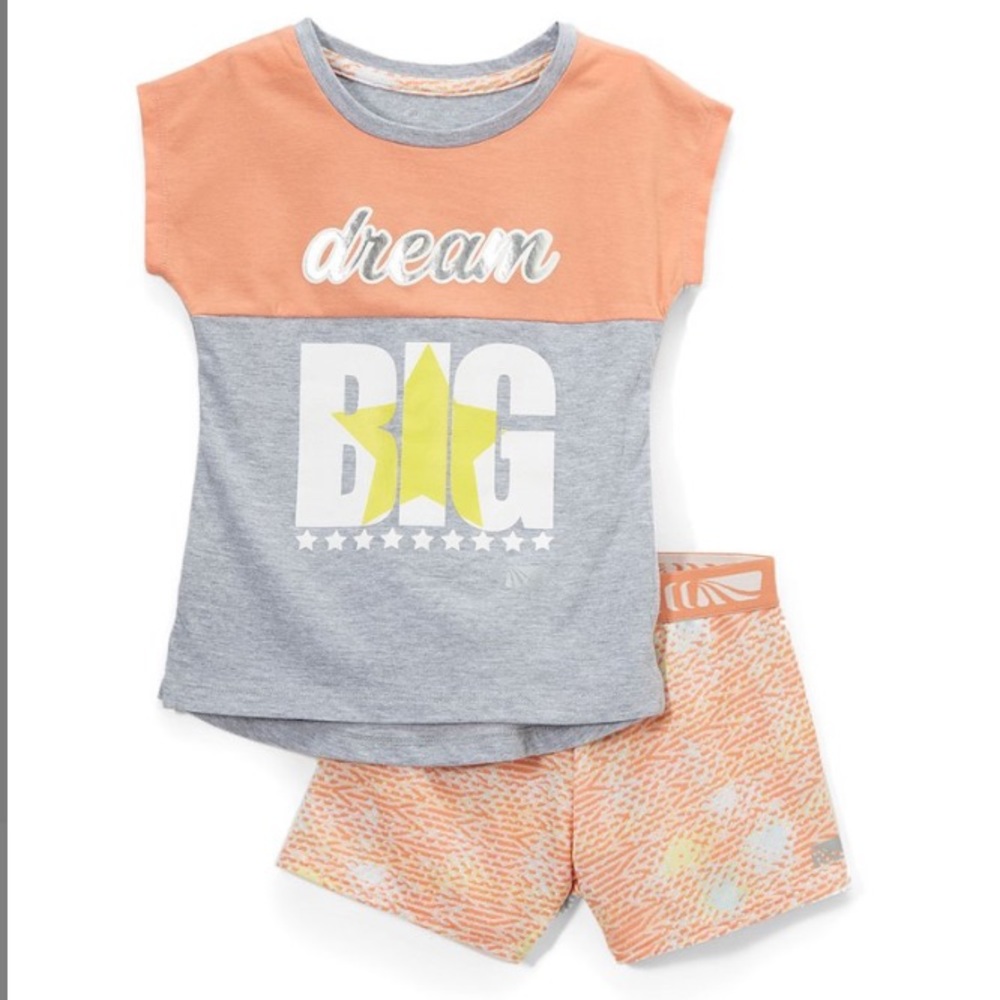 Coral & Grey “Dream Big” Crewneck Top & Shorts
